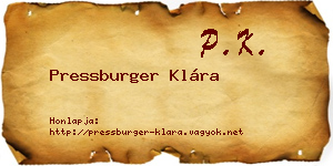 Pressburger Klára névjegykártya
