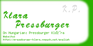 klara pressburger business card